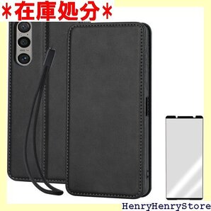 Xperia 1 VI ケース 手帳型 wangChu ット式 携帯ストラップ付き、ガラスフィルム付き ブラック 1905