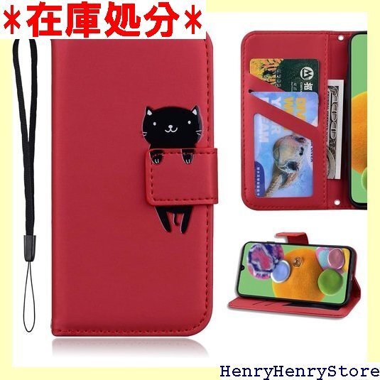Oppo Reno11 A ケース 手帳型 Oppo ードホルダー ベルトマグネット スタンド機能 猫 レッド 2063