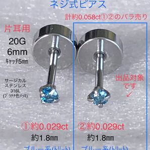 天然ダイヤモンド ②約0.029ct 立爪ネジ式ピアス 片耳用 ブルーダイヤ サージカルステンレス ボディピアス