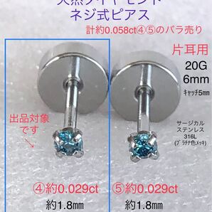 天然ダイヤモンド ④約0.029ct 立爪ネジ式ピアス 片耳用 ブルーダイヤ サージカルステンレス ボディピアス