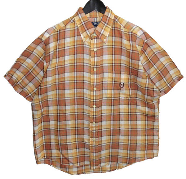 μ美品 90's ビンテージ CHAPS RALPH LAUREN ラルフローレン コットンリネン 半袖シャツ L