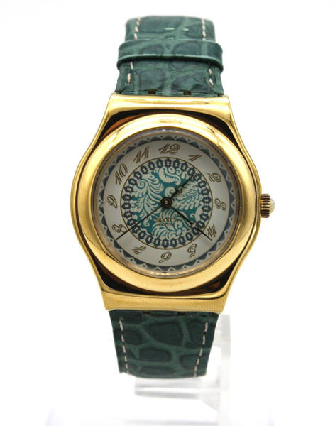 ◎美品 電池交換済 SWATCH スウォッチ GENT ゲント ステンレス ゴールドケース 腕時計 AG1993