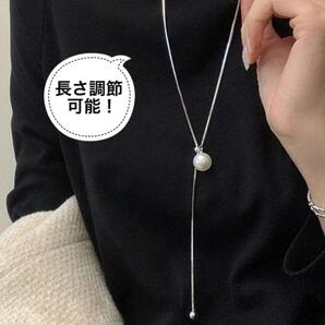 【A-28】フェイクパール レディース ネックレス シルバー 軽量 長さ調節可能