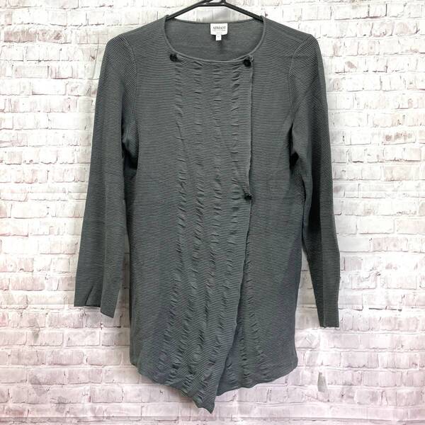 ARMANI COLLEZIONI アルマーニ コレッツィオーニ 長袖 ニット ボーダー トップス グレー系 ボタン レディース 42