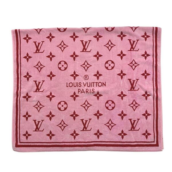 【美品】ルイヴィトン LOUIS VUITTON ビーチタオル M76179 LVエスカル ドラ ドゥ バン モノグラムクラシック ピンク ブランケット 大判
