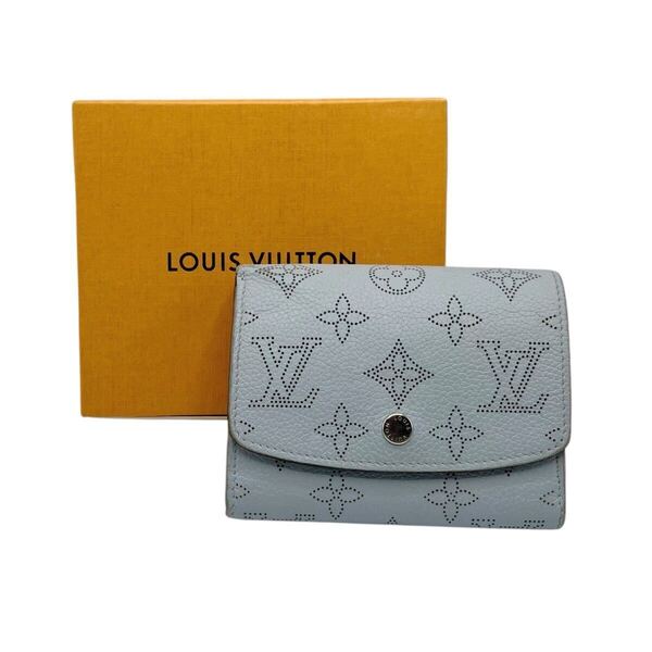 【良品】ルイヴィトン LOUIS VUITTON M81237 モノグラム マヒナ ポルトフォイユイリス コンパクト 二つ折り財布 ブルー