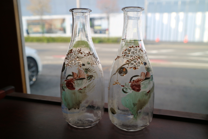 時代物❗昭和戦前頃 古硝子 ガラス絵 菊花に梅花図 酒徳利一対 酒器 Yahoo!オークション -「ガラス 徳利」(その他) (ガラス)の落札