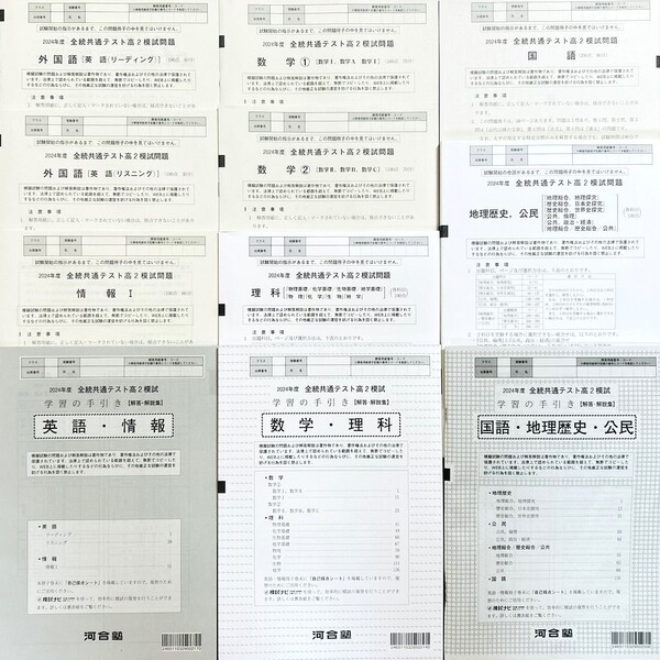 【新品未使用】河合塾 2025年2月実施 全統共通テスト高2模試/英語/数学/国語/理科/地理歴史/公民/情報(解答解説付)