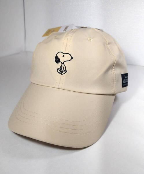 新品 スヌーピー キャップ ベージュ レディス PEANUTS UVカット素材 遮光 撥水加工 浅め LOWCAP 薄手 スポーツキャップ