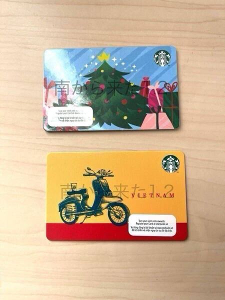 スターバックスカード PIN未削り ベトナム限定カードと2023年クリスマスツリーカード バラ売不可 STARBUCKS