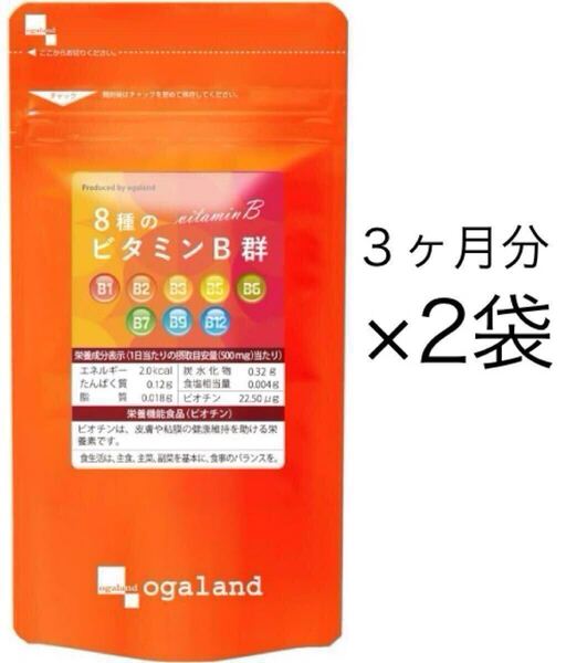 ★送料無料★8種のビタミンB群 約6ヶ月分(3ヶ月分180粒×2袋)サプリメント オーガランド 栄養機能食品 ビオチン 葉酸 B2 B12 ナイアシン