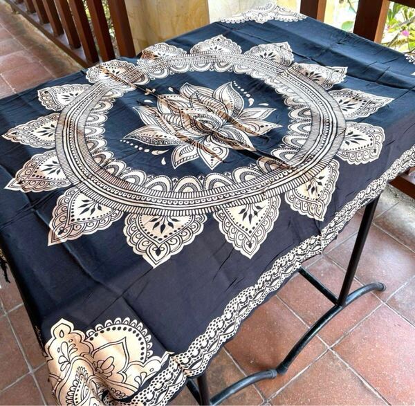 ★送料無料★新品 大判布 テーブルクロス マルチカバー パレオ サロン タペストリー エスニック アジアン ロータス 蓮