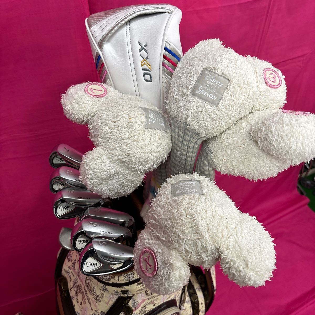 女性用ゼクシオ、プロギアゴルフセットディズニーキャディバック付き