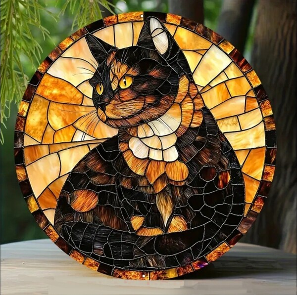 猫の壁飾り メタルウォールアート サビ猫G 猫の雑貨 HANAKO