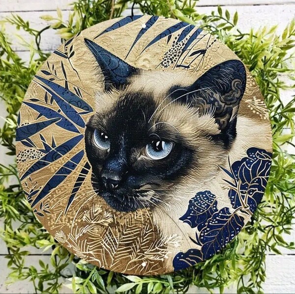 猫の壁飾り メタルウォールアート シャム猫B 猫の雑貨 HANAKO