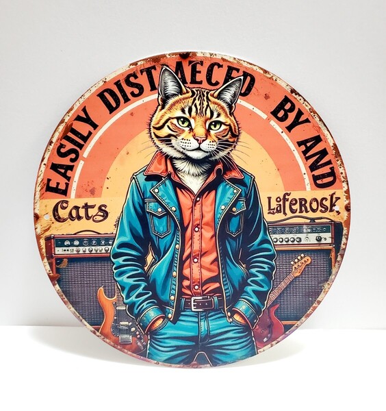 猫の壁飾り メタルウォールアート 茶トラQ 猫の雑貨 HANAKO エレキギター