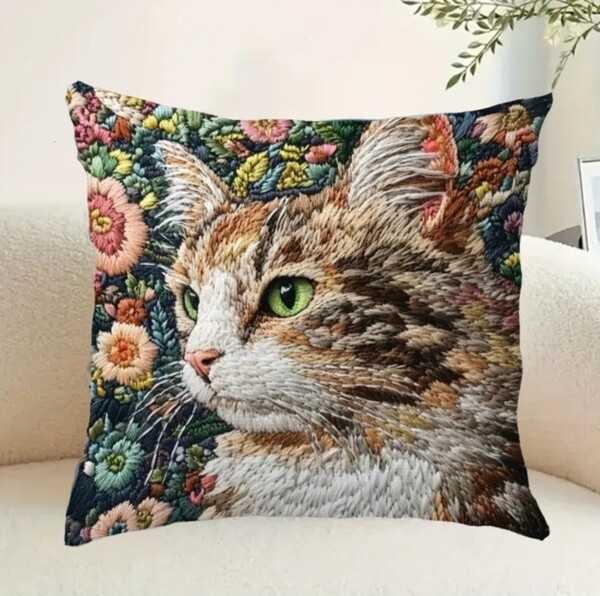 クッションカバー 三毛猫E 45cm 猫の雑貨 HANAKO