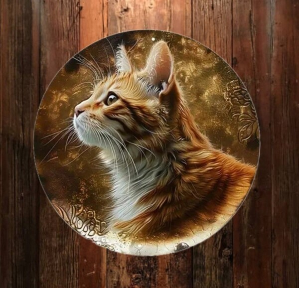 猫の壁飾り メタルウォールアート 茶トラR 猫の雑貨 HANAKO