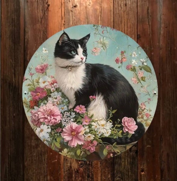 猫の壁飾り メタルウォールアート ハチワレ猫F 猫の雑貨 HANAKO