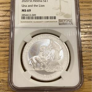 準最高鑑定評価 NGC鑑定MS69 ウナとライオン イギリス領セントヘレナ造幣局 2020年 1オンス銀貨 シルバーコイン BU版 Una Lion