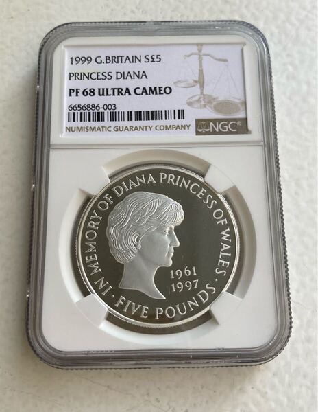 NGC鑑定PF68UC ダイアナ妃追悼祈念 5ポンド銀貨 シルバー プルーフコイン 1999年 英国 イギリス ロイヤルミント Princess Diana