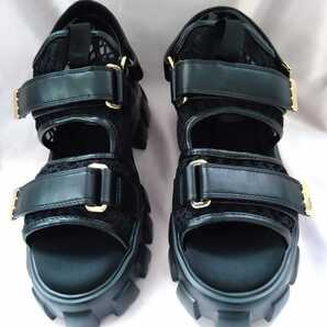 新品【M】EVOL ベルトデザイン プラットフォーム スポーツサンダル イーボル 黒