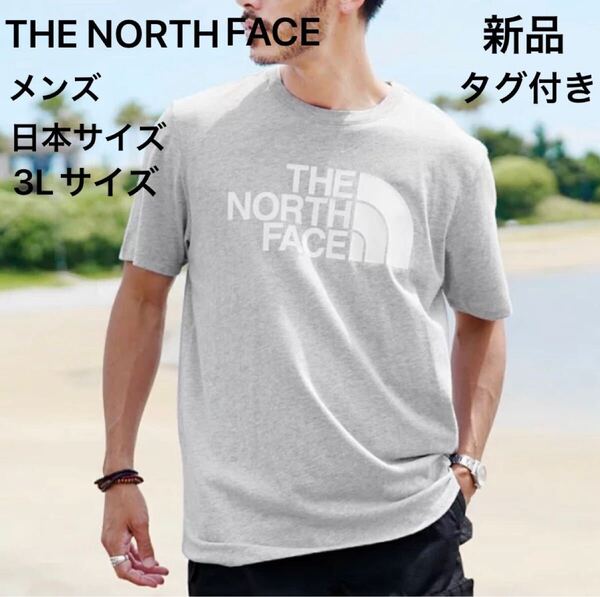 THE NORTH FACE 半袖Tシャツ メンズ日本サイズ3Lサイズ 新品タグ付き グレー 大きいサイズ ビッグロゴ ハーフドーム ノースフェイス