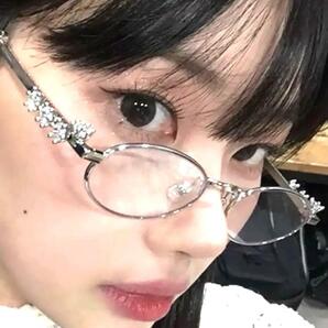 韓国系 gentle monster d'heygere風シルバー眼鏡 宝石 風 高級感 大人 エレガント ジュエリー オーバル メタル ユニーク アイドル 女優