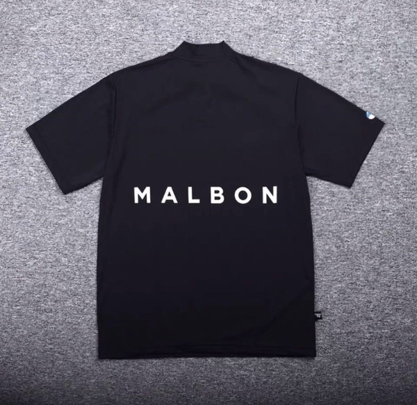黒 S マルボンゴルフ MALBON GOLF モックネックシャツ