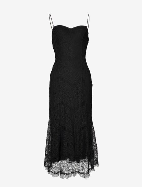 RALPH LAUREN BLACK LABEL レース ロングドレス ブラック サイズ2 未使用 タグ付き シルク裏地 極美品 定価31.5万