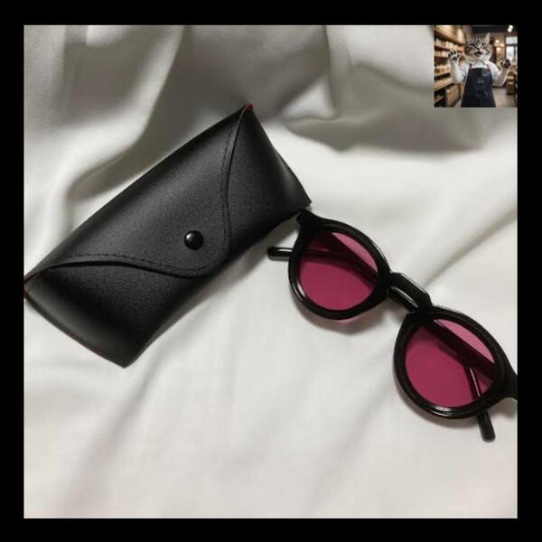 サングラス red×black ボストン UV400 ケース付き 人気