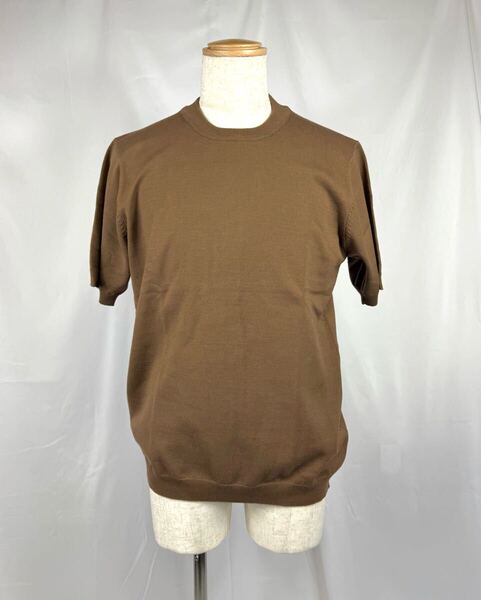 25新作HILTONトガニットコットンコーデュラ半袖ニットTSize.LL BR