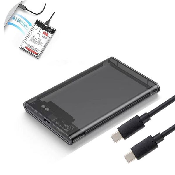 2.5インチ HDD/SSD ケース6Gbps高速転送 USB-C ハードディスクケース 透明