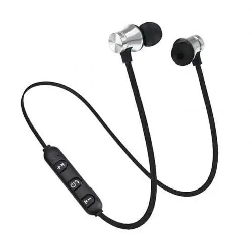 イヤホン Bluetooth ワイヤレスイヤホン ブルートゥース ワイヤレス マグネット付き イヤフォン 銀色 シルバー