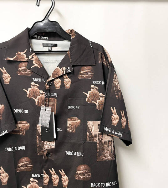 新品 総柄 半袖総柄シャツ M 兵士 軍兵 ピース 柄シャツ ナイロン アメリカ
