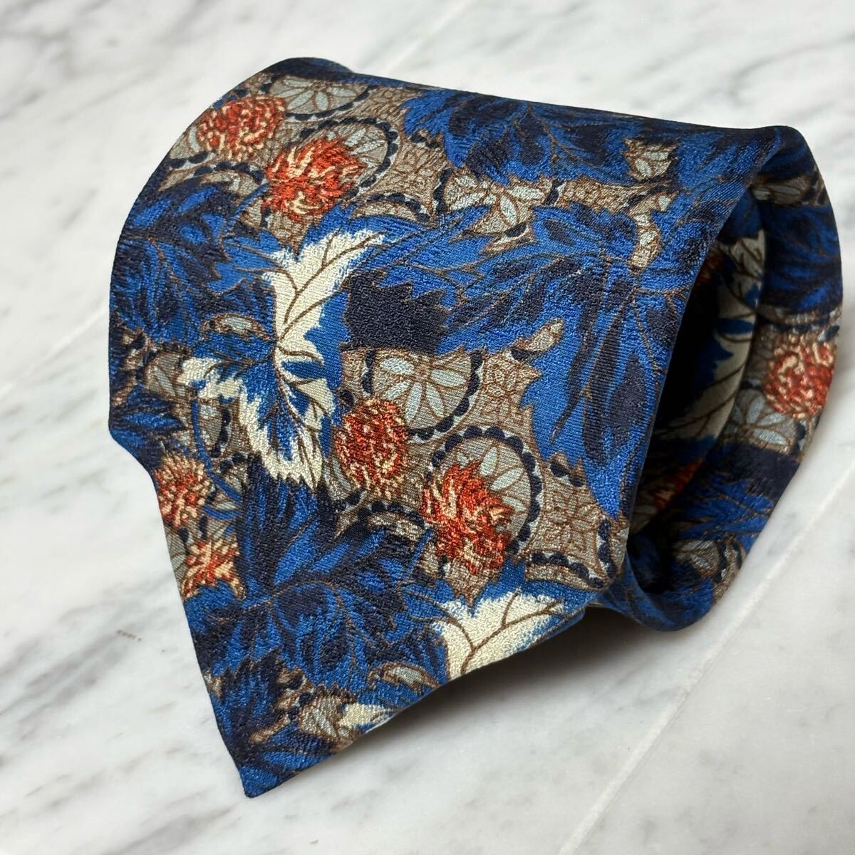 Christian Dior ネクタイ ボタニカル柄 ブルー系 花柄