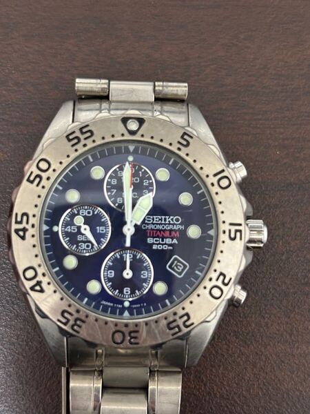稼働 SEIKO scuba 200m クロノグラフ 7t92-0bd0 セイコー スキューバ ダイバーズウォッチ(diver divers DIVER'S) クオーツ quartz