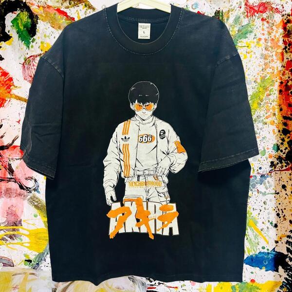 AKIRA neo東京 Tシャツ 半袖 夏 メンズ 新品 XL 2XL アニメT アキラ NEO東京 昭和レトロ ウォッシュ加工 リプリントTシャツ