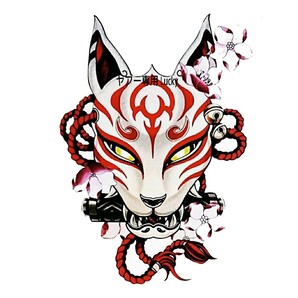 転写 ステッカー 車 カッティングステッカー シール シート デカール 日本 和風 狐 キツネ 狐面 巻物 お面 動物 花 バイク 装飾 luk553