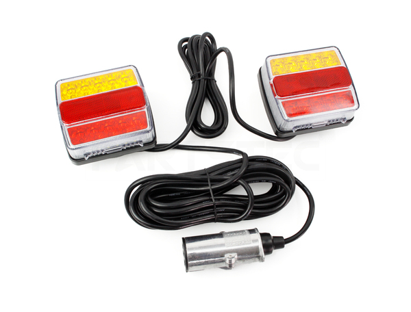12V 汎用 トレーラー ヒッチメンバー LED テールランプ 左右セット マグネット式 JIS7極 US/USA7ピン カプラー 日本規格 / 147-50 NB*