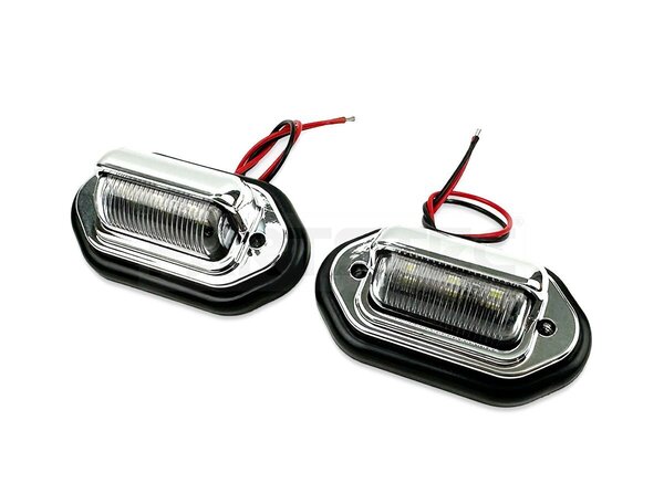 12V 24V 汎用 メッキ LED ナンバー灯 2個セット マルチ ライセンスランプ サイドマーカー 路肩灯 トラック ホワイト 照明 / 156-102×2 NG*