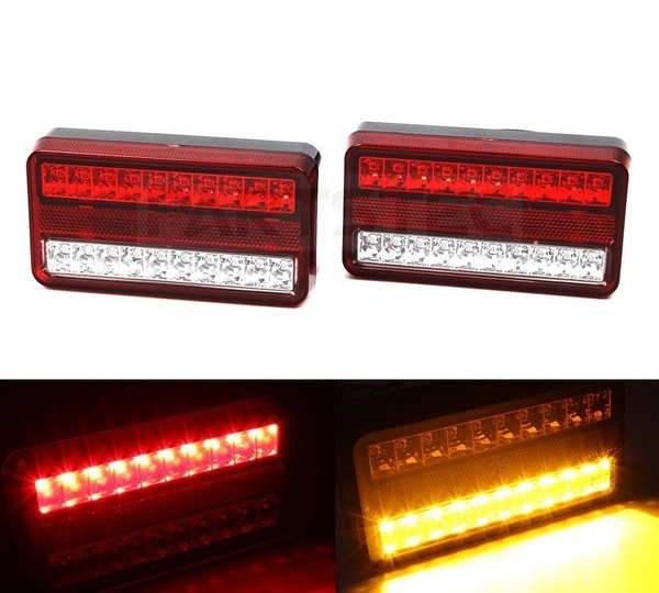 12V LED テールランプ 左右セット 40連 防水 ウィンカー ブレーキ スモール 反射板機能付 軽トラ ボート トレーラー 汎用 / 158-10x2 PP*