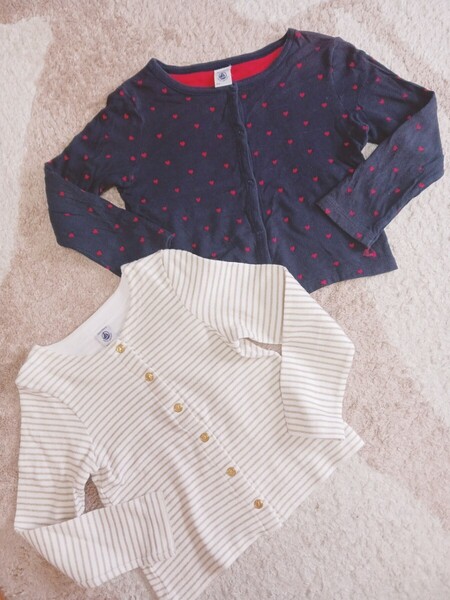 即決★送料無料★2点セット★プチバトー カーディガン 6ans 116cm 110 ハート PETIT BATEAU