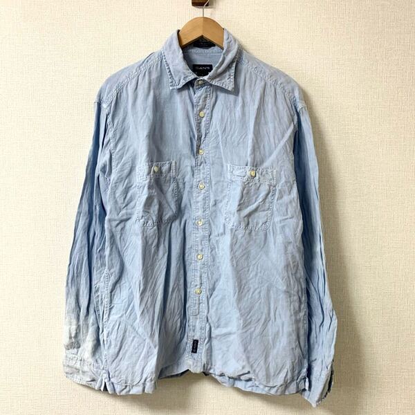 90s 90年代 GANT 長袖 リネン シャツ 古着 ヴィンテージ ビンテージ アメリカ古着 usa vintage オーバーサイズ eu ユーロ古着 ls02