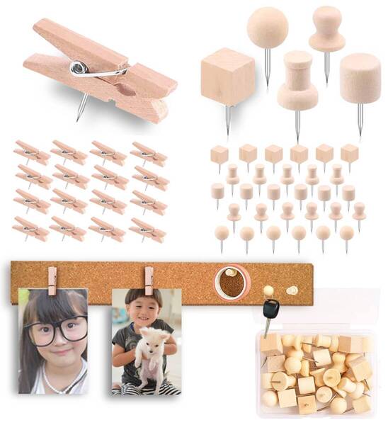 【特価商品】(ピンのみ) 掲示板用 クリップピン プッシュピン コルクボード用 押しピン 画びょうピン 木製ピン 画鋲