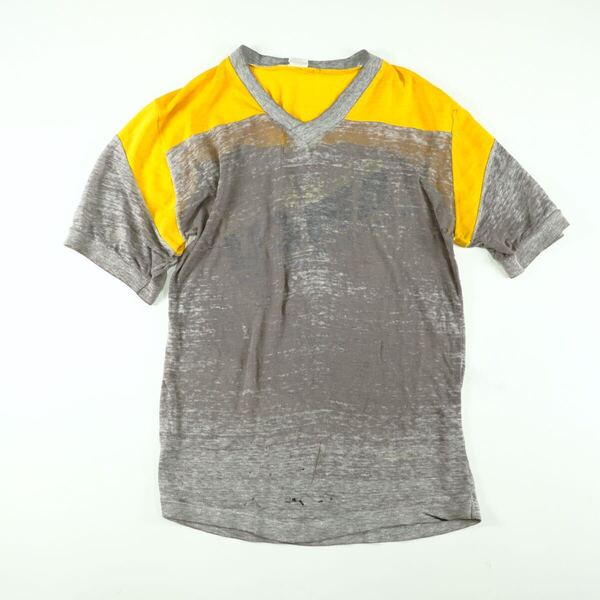 1960s ビンテージ 襤褸 Tシャツ ボロ フットボール ダメージ 古着屋 USA製 ぼろぼろ フェード 70s 80s シングルステッチ