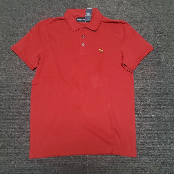新品未使用 アバクロンビー&フィッチ Abercrombie&Fitch Tシャツ ポロシャツ Stretch メンズ A&F M レッド 鹿