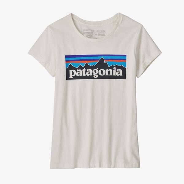 新品! パタゴニア ガールズ オーガニック コットン P-6ロゴ Tシャツ バーチホワイト 白 Sサイズ 7-8 キッズ 半袖 女の子 Patagonia