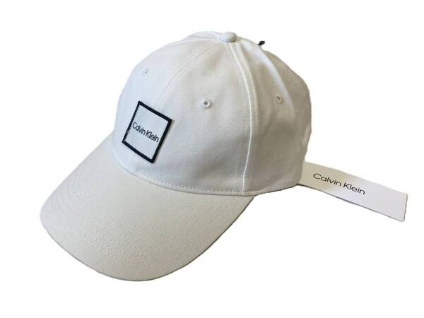 新品未使用! カルバンクライン BOXロゴ キャップ フリーサイズ ホワイト/ブラック 白黒 Calvin Klein 帽子 プレゼント