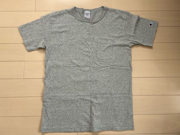 送料無料 チャンピオン T1011 ヘビーウエイト サイズM アメリカ製 無地 Tシャツ 胸ポケット付き CHAMPION USA製 厚生地 グレー